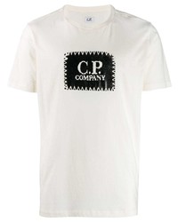 Мужская бело-черная футболка с круглым вырезом с принтом от CP Company