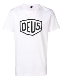 Мужская бело-черная футболка с круглым вырезом с принтом от Deus Ex Machina