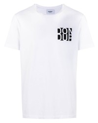 Мужская бело-черная футболка с круглым вырезом с принтом от Dondup