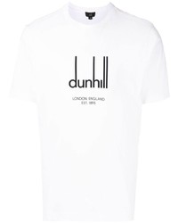 Мужская бело-черная футболка с круглым вырезом с принтом от Dunhill