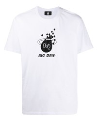 Мужская бело-черная футболка с круглым вырезом с принтом от DUOltd