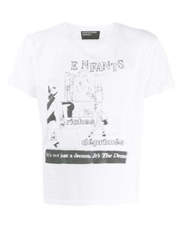 Мужская бело-черная футболка с круглым вырезом с принтом от Enfants Riches Deprimes