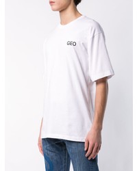 Мужская бело-черная футболка с круглым вырезом с принтом от Geo