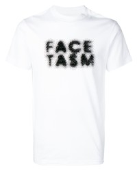 Мужская бело-черная футболка с круглым вырезом с принтом от Facetasm