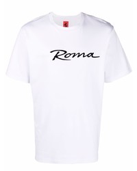 Мужская бело-черная футболка с круглым вырезом с принтом от Ferrari