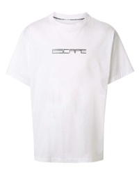 Мужская бело-черная футболка с круглым вырезом с принтом от Fumito Ganryu