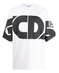 Мужская бело-черная футболка с круглым вырезом с принтом от Gcds