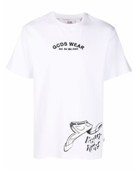 Мужская бело-черная футболка с круглым вырезом с принтом от Gcds
