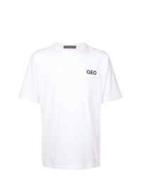 Мужская бело-черная футболка с круглым вырезом с принтом от Geo