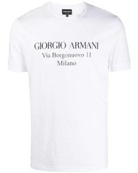 Мужская бело-черная футболка с круглым вырезом с принтом от Giorgio Armani