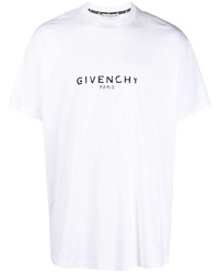 Мужская бело-черная футболка с круглым вырезом с принтом от Givenchy