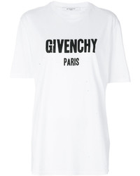 Женская бело-черная футболка с круглым вырезом с принтом от Givenchy