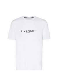 Мужская бело-черная футболка с круглым вырезом с принтом от Givenchy