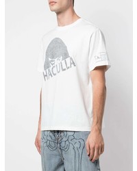 Мужская бело-черная футболка с круглым вырезом с принтом от Haculla