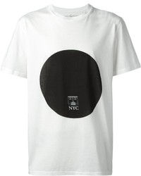 Мужская бело-черная футболка с круглым вырезом с принтом от Golden Goose Deluxe Brand