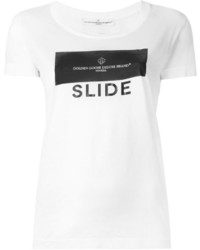 Женская бело-черная футболка с круглым вырезом с принтом от Golden Goose Deluxe Brand