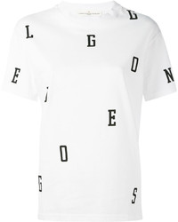 Женская бело-черная футболка с круглым вырезом с принтом от Golden Goose Deluxe Brand