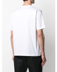 Мужская бело-черная футболка с круглым вырезом с принтом от Junya Watanabe MAN