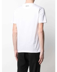 Мужская бело-черная футболка с круглым вырезом с принтом от Les Hommes