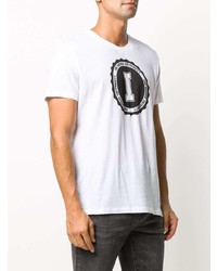 Мужская бело-черная футболка с круглым вырезом с принтом от IRO