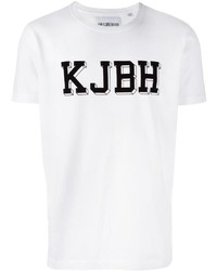 Женская бело-черная футболка с круглым вырезом с принтом от Han Kjobenhavn