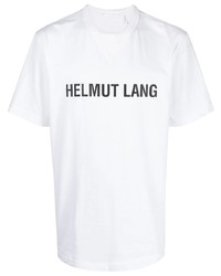 Мужская бело-черная футболка с круглым вырезом с принтом от Helmut Lang