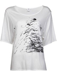 Женская бело-черная футболка с круглым вырезом с принтом от Helmut Lang