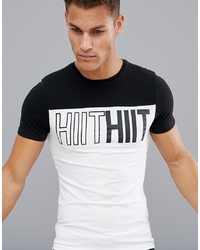 Мужская бело-черная футболка с круглым вырезом с принтом от HIIT