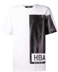 Женская бело-черная футболка с круглым вырезом с принтом от Hood by Air