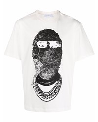 Мужская бело-черная футболка с круглым вырезом с принтом от Ih Nom Uh Nit