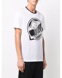 Мужская бело-черная футболка с круглым вырезом с принтом от Billionaire