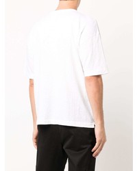 Мужская бело-черная футболка с круглым вырезом с принтом от YMC