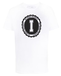 Мужская бело-черная футболка с круглым вырезом с принтом от IRO