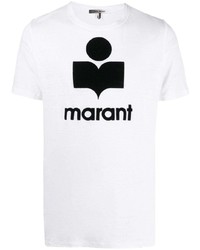 Мужская бело-черная футболка с круглым вырезом с принтом от Isabel Marant