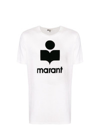 Мужская бело-черная футболка с круглым вырезом с принтом от Isabel Marant