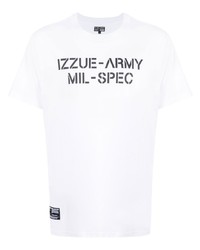 Мужская бело-черная футболка с круглым вырезом с принтом от Izzue