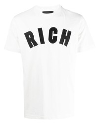 Мужская бело-черная футболка с круглым вырезом с принтом от John Richmond