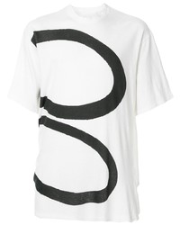 Мужская бело-черная футболка с круглым вырезом с принтом от Julius