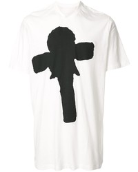 Мужская бело-черная футболка с круглым вырезом с принтом от Julius