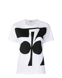 Женская бело-черная футболка с круглым вырезом с принтом от Junya Watanabe