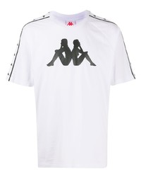 Мужская бело-черная футболка с круглым вырезом с принтом от Kappa
