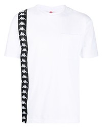 Мужская бело-черная футболка с круглым вырезом с принтом от Kappa