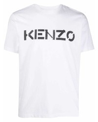 Мужская бело-черная футболка с круглым вырезом с принтом от Kenzo