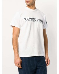 Мужская бело-черная футболка с круглым вырезом с принтом от Engineered Garments