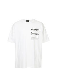 Мужская бело-черная футболка с круглым вырезом с принтом от Kolor