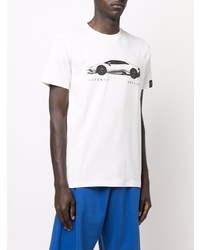 Мужская бело-черная футболка с круглым вырезом с принтом от Automobili Lamborghini