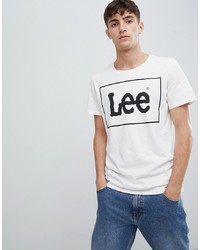 Мужская бело-черная футболка с круглым вырезом с принтом от Lee