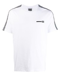 Мужская бело-черная футболка с круглым вырезом с принтом от Les Hommes Urban