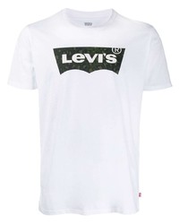 Мужская бело-черная футболка с круглым вырезом с принтом от Levi's