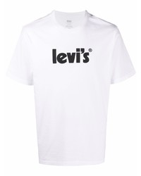 Мужская бело-черная футболка с круглым вырезом с принтом от Levi's